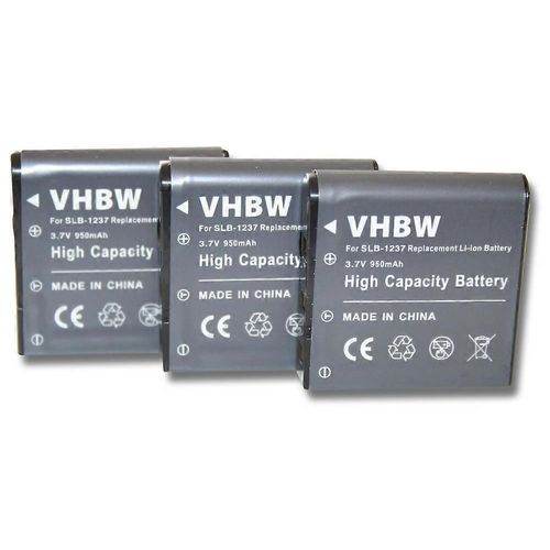 Batterie vhbw 3x compatible avec Samsung Digimax L85, appareil photo L55W (950 mAh, 3,7 V, Li-ion)