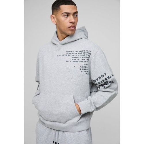 Sweat À Capuche Oversize Imprimé Étoile Homme - Gris - S, Gris