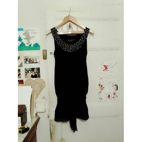 Robe Noire Noeud Devant Col Strass 38 M Kiabi Woman.