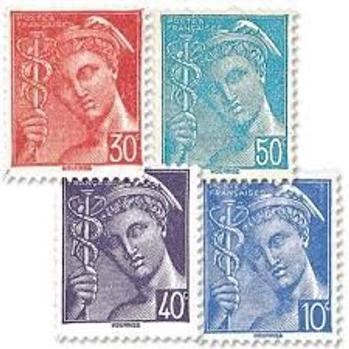 Type Mercure Légende Postes Françaises Série Complète Année 1942 N° 546 547 548 549 Yvert Et Tellier Luxe