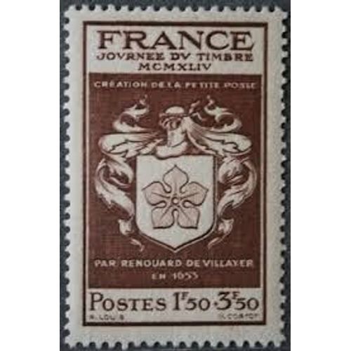 Journée Du Timbre : Écusson De Renaud De Villayer Au Profit De L'Entraide Française Année 1944 N° 668 Yvert Et Tellier Luxe