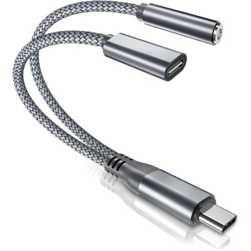 Adaptateur Audio Jack Et Chargeur Usb Type C Vers 3.5mm Convertisseur Charge Casque Ecouteur 2 En 1 Pour Ipad 10 Pro 11 Mini 6 Air 4 5,Iphone 15,Samsung Galaxy S24 S23 S22,Tab S9,1[Fil6160138]