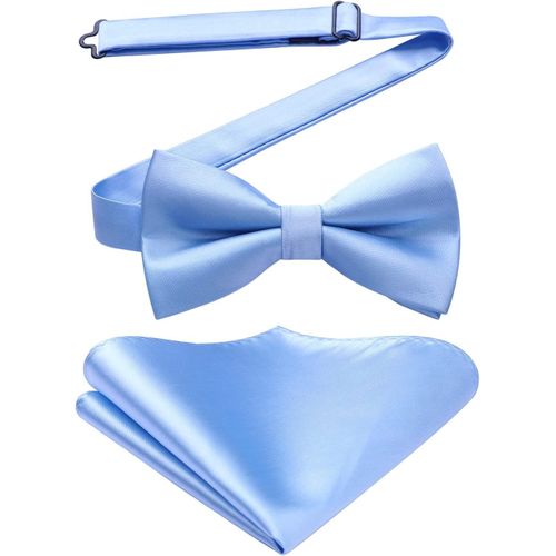 Men's Bow Tie Solid Color Adjustable Formal Tuxedo Bow Tie Square Pocket Set.[K16]