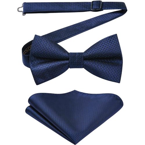 Men's Bow Tie Solid Color Adjustable Formal Tuxedo Bow Tie Square Pocket Set.[K14]