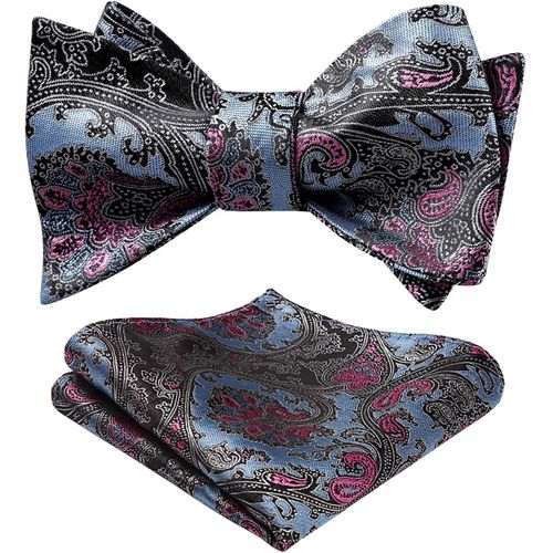 Men's Floral Bow Tie And Handkerchief Set With Pocket Square For Wedding Party.[K37]