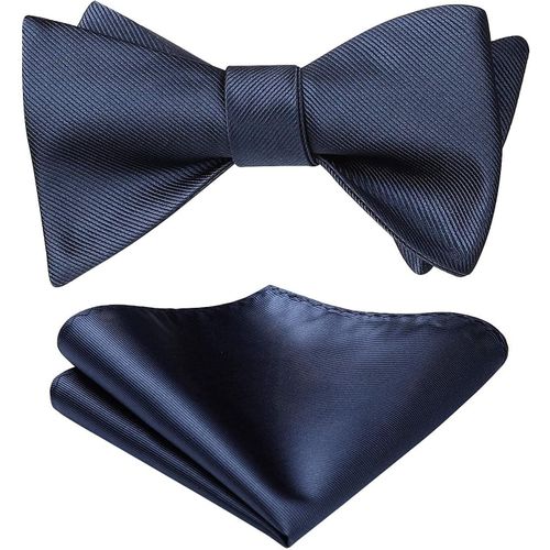 Men's Bow Tie Handkerchief Set In Solid Color Twill Self Tied Bow Ties For Wedding Party.[K140]