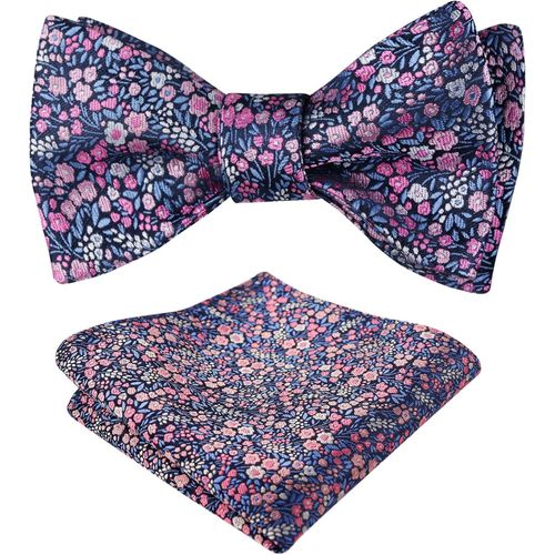 Men's Floral Paisley Jacquard Bow Tie And Clutch Set.[K352]