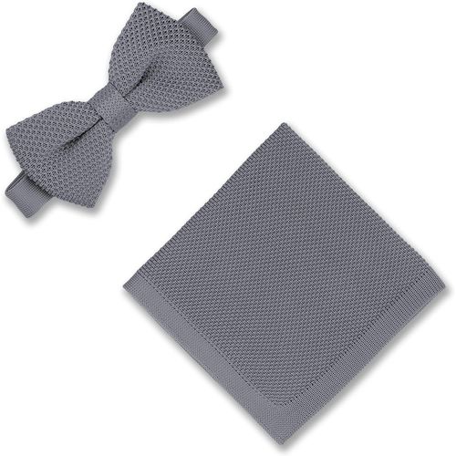 Men's Knitted Bow Tie And Pocket Square Set From Solid Colors Bow Tie And Matching Handkerchief For All Occasions.[K558]