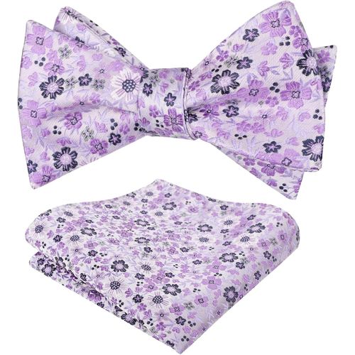 Men's Floral Bow Tie And Pocket Handkerchief Set.[K543]