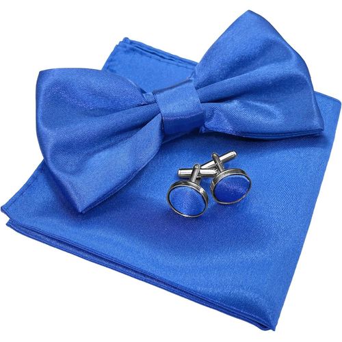 Noeud Papillon Homme Couleur Unie Réglable Pré-Noué Noeud Papillon Boutons De Manchette Et Carré De Poche Avec Boîte Cadeau De Mariage Party.[K529]