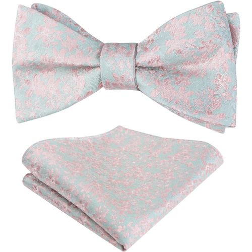 Men's Floral Print Bow Tie And Handkerchief Set.[K492]