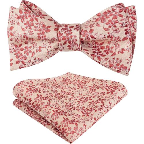 Men's Floral Print Bow Tie And Handkerchief Set.[K491]