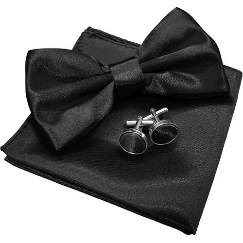 Noeud Papillon Homme Couleur Unie Réglable Pré-Noué Noeud Papillon Boutons De Manchette Et Carré De Poche Avec Boîte Cadeau De Mariage Party.[K532]