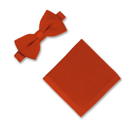 Men's Knitted Bow Tie And Pocket Square Set From Solid Colors Bow Tie And Matching Handkerchief For All Occasions.[K557]