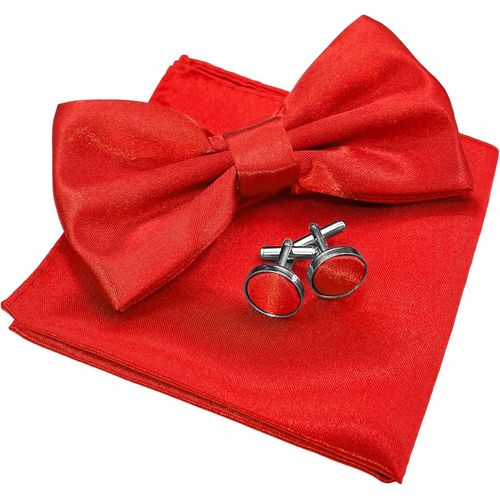 Noeud Papillon Homme Couleur Unie Réglable Pré-Noué Noeud Papillon Boutons De Manchette Et Carré De Poche Avec Boîte Cadeau De Mariage Party.[K531]