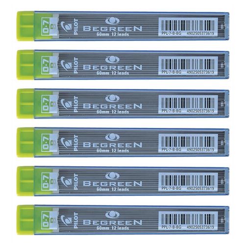 Pilot Lot De 6 Etuis De 12 Mines Qualité Très Résistante Begreen 0,7 Mm B Ppl-7-B-Bg