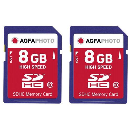 AgfaPhoto Pack 2 cartes mémoire flash SDHC 10408 - Capacité 16GB + 16GB - Bleu - Bleu