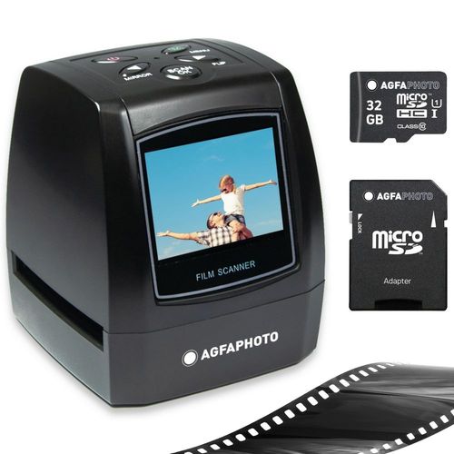 AGFA PHOTO Pack Scanner Numérique Realiview AFS100 + carte SD 32GB ? Scanner de Films, Négatifs 35/135, Diapos, Ecran 2.4'' - Noir - Noir