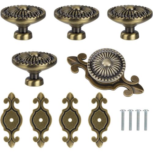 Round Door Knobs Vintage Drawer Knobs Drawer Handles With Screws For Wardrobe Office Bedside Table Bookcase Furniture 5 Pieces Bronze