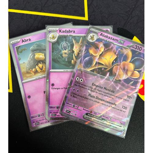 Carte Pokemon Lot De 3 Cartes - Abra 063/165 Cosmo Holo + Kadabra 064/165 Cosmo Holo + Alakazam Ex Promo Svp050 - Ev3.5 151