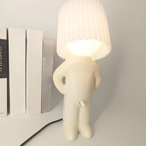 Creative Shy Little Man Naughty Boy LED Night Light,Romantic Bedside Lamp,Funny Reading Lamp,LED Table Lamp,Novelty Atmosphere Lamp for Home Decoration (White)