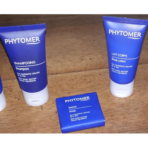 Lait Corps Body Lotion (Flacon Souple 30ml) + Shampooing (Flacon Souple 30ml) + Savon (20g) - Produits Phytomer De 2023 Aux Ingrédients Naturels De La Mer - Doses Individuelles De Voyage Ou Pour Essai 