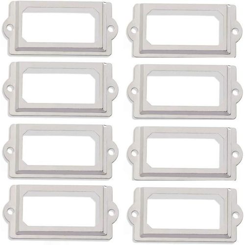 Lot De 8 Cadres D`Étiquetage D'armoire En Métal-Tirettes Pour Porte-Documents,Bibliothèque,Tiroir À Pharmacie (Argent)