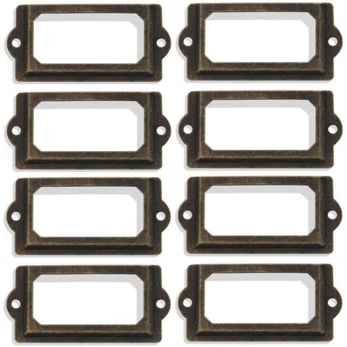 Lot De 8 Cadres D`Étiquetage D'armoire En Métal-Tirettes Pour Porte-Documents,Bibliothèque,Tiroir À Pharmacie (Bronze Vert)