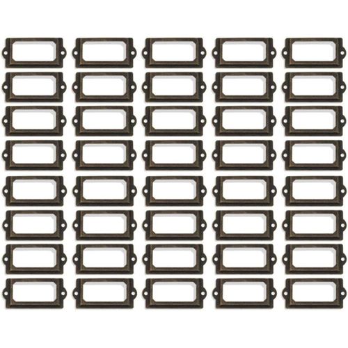 Lot De 40 Cadres D`Étiquetage D'armoire En Métal-Tirettes Pour Porte-Documents,Bibliothèque,Tiroir À Pharmacie (Bronze Vert)