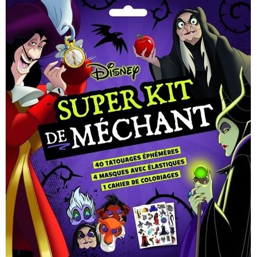 Super Kit De Méchants Disney - Avec 40 Tatouages Éphémères, 4 Masques Avec Élastiques Et 1 Cahier De Coloriage
