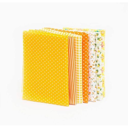 Lot De 7 Pièces (50x50 Cm)-Différents Motifs Patchwork-Multicolores-Tissu Artisanal Imprimé-Coton-Mélange De Carrés-Couture-Diy
