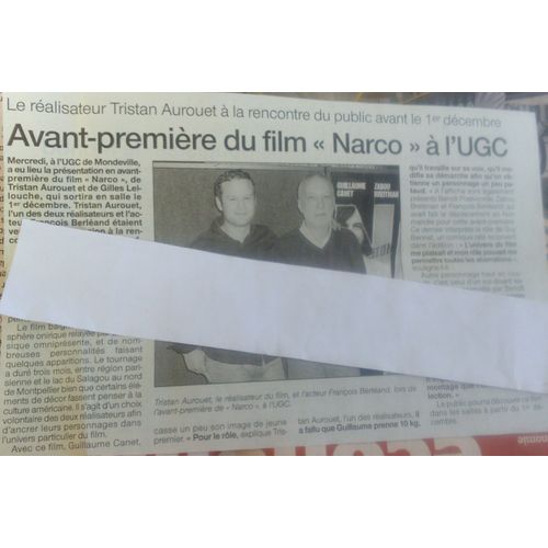 François Berléand Article Régional Ouest France Film Narco 2004