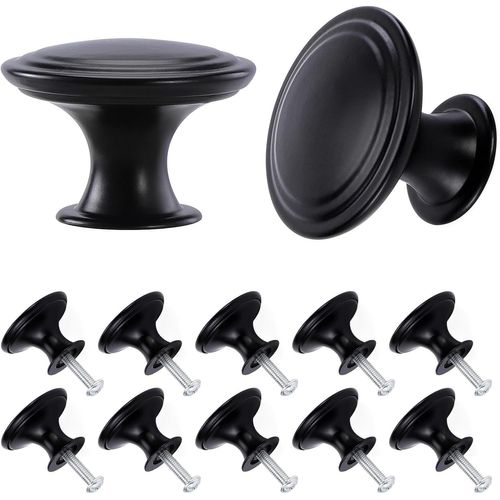 12 Piece Round Furniture Knobs,Vintage Drawer Knobs,Zinc Alloy Door Knobs For Cupboards,Cabinets,Kitchens,Bedside Tables,21 X 17 Cm,Black