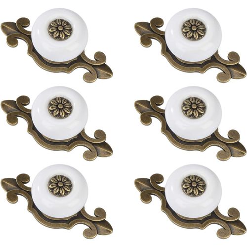 Round Door Knobs Vintage Drawer Knobs Drawer Handles With Screws For Wardrobe Office Bedside Table Bookcase Furniture 6 Pieces Copper And White