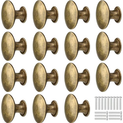 15 Vintage Bronze Furniture Knobs,Drawer Knobs 30mm Handles,Round Cupboard Knobs,Retro Metal Handle Knob With Screws For Cupboard,Cabinet,Kitchen,Bedside Tables
