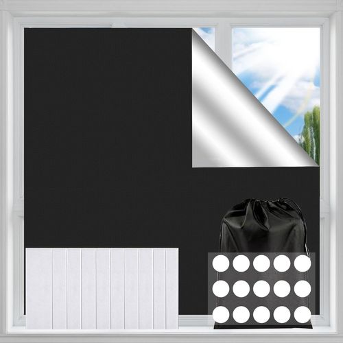 Anwxai-Store Occultant Sans Percage 300 X 150cm,Tissu Occultant Isolant Thermique,Portable Rideau Occultant Sans Percage Pour Chambre,Bébé Chambre,Grenier,Bureau
