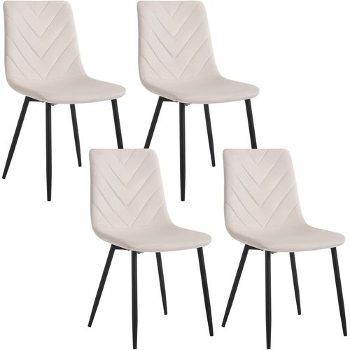 Anwxai-Chaises Salle À Manger,Lot De 4,Chaise De Cuisine Moderne,Chaise Velours,Avec Dossier,Pieds En Métal,Siège Rembourré,Chaise Coiffeuse,Chaise Salon,Crème,Lcni130003-4