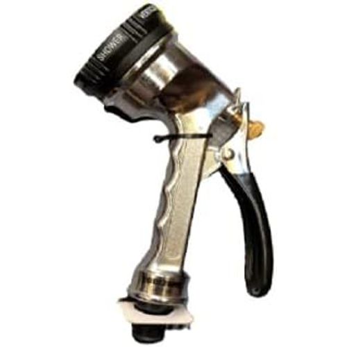 anwxai-Pistolet Pulvérisateur À Eau Chromé Hd 6 Modes-Connecteur De Tuyau Argenté-Outil D'Arrosage De Jardin-Résistant-6 Cadrans-Fixation Facile