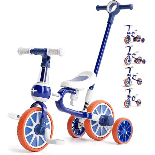 Anwxai-5 En 1 Vélo Draisienne Évolutif Avec Putter Pour Enfants 2-4 Ans Tricycle Vélo Avec Pédale Amovible,Siège Et Poignée Réglablespour Garçon Et Fille