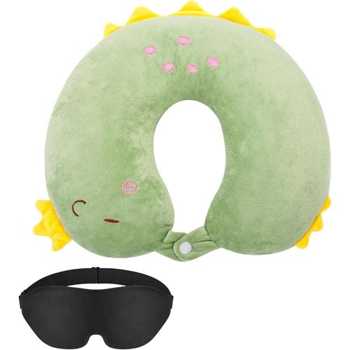 Anwxai-Coussin De Voyage,Vert,Coussin De Nuque Pour Enfants Avec Masque De Sommeil,Coussin De Voyage Animal De Dessin Animé,Coussin De Voyage,Coussin De Voyage,Coussin De Voyage,Dinosaure,Pour