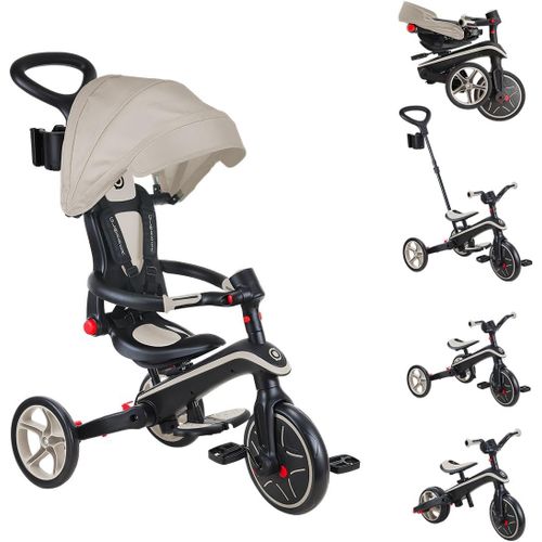 Anwxai-Tricycle Explorer 4 En 1-Tricycle Pliable Et Évolutif En Draisienne Pour Les Tout-Petits De 10 Mois À 5 Ans-Taupe