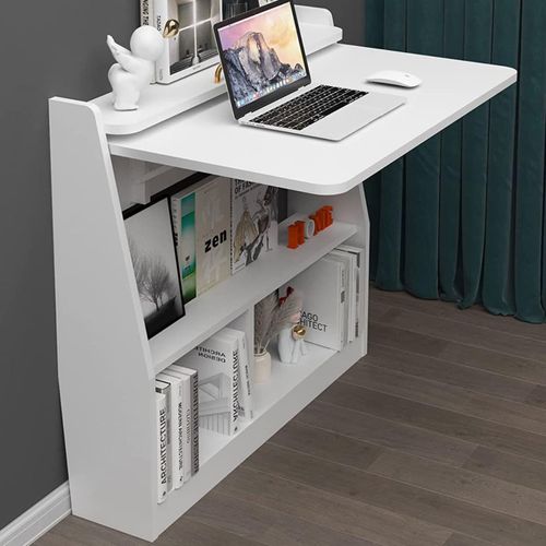Anwxai-Table Murale,Bureau D'ordinateur,Table De Jeu,En Bois,Table Pliante Avec Coins Arrondis,Table À Manger,Bureau D'enfant,Pour La Maison Et Le Bureau (Blanc)