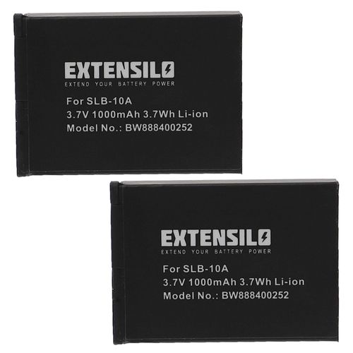 Batterie EXTENSILO 2x compatible avec les appareils photo Samsung WB151F, WB200F, WB201F, WB152F, WB151, WB150F, WB250, WB250F, WB280F, WB2100 (1000 mAh, 3.7 V, Li-Ion)