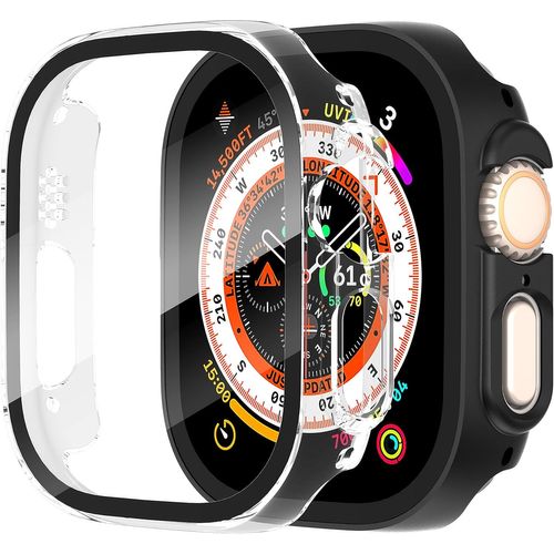 Ershi-2 Pièces Coque Pour Apple Watch Ultra/Ultra 2 49mm Protection Écran Dur Pc Matériel Ultra Mince Verre Trempé Écran Case,Noir[6