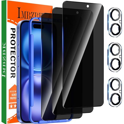 Ershi-3 Pièces Verre Trempé Pour Iphone 16 Plus Anti Espion Vitre Protection Ecran Protege Accessoire Avec 3 Pièces Protection Cam[2