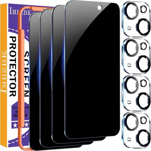 Ershi-4 Pièces Protection Verre Trempé Pour Iphone 15 Plus Ecran Anti Espion Vitre Accessoire Coque Amical 4 Pièces Protection Cam[2