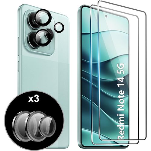 Ershi-[2+2 Pièces Verre Trempé Pour Xiaomi Redmi Note 14 5g, 2 Pièces Film De Protection En Verre Trempé + 2 Pièces Caméra Protect[2