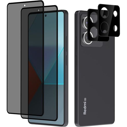 Ershi-Verre Trempé Anti-Espion Compatible Avec Xiaomi Redmi Note 13 5g, [2+2 Pièces] Film Protection Ecran Confidentialité + Camér[2