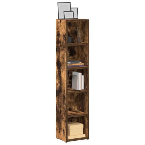 Armoires À Cd 2 Pcs Chêne Fumé 21x16x93,5 Cm Bois D'ingénierie