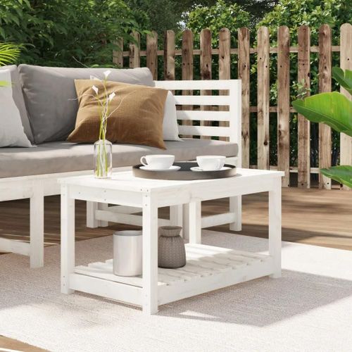 Table De Jardin Blanc 82,5x50,5x45 Cm Bois Massif De Pin